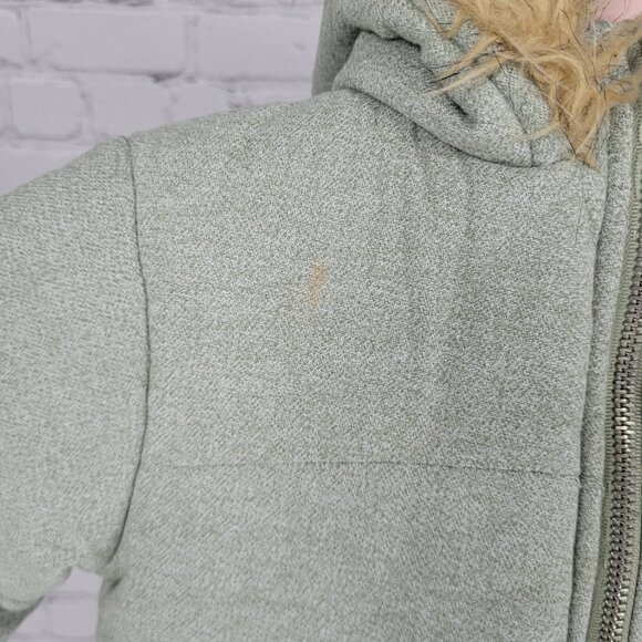 7 For All Mankind  Muted Green 100% Cotton Fur Trim Hooded Jacket Size 24M - Picture 7 of 16